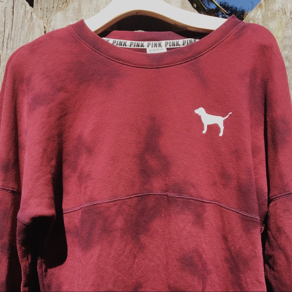 Pink brand burgundy tie dye sweater